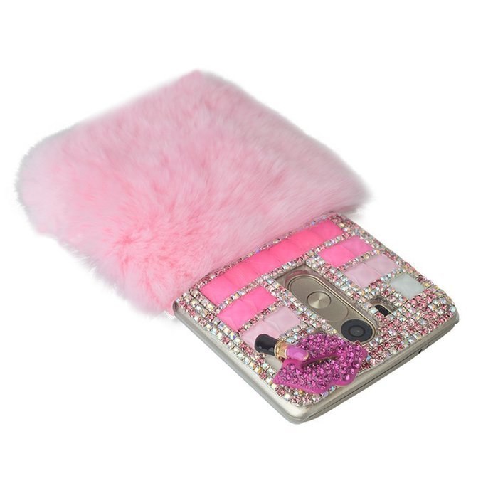 Spritech(TM) Bling Phone Case For LG G3 mini,3D Handmade Purple Crystal Silver Flower Pendant Accessary Design... N74