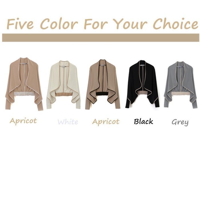 Evtech(tm) Women's Fashion Style Casual Suit Long-sleeved Short Jacket Slim Loose Cardigan Coat - Black with Apricot... N6