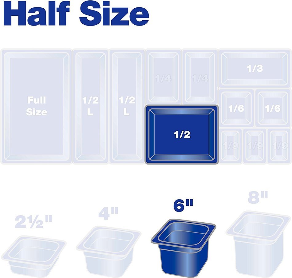 Carlisle 10422B13 High Heat One-Half Size Food Pan, 8.7-quart Capacity, 6" x 10.38" x 12.75", Amber (Case of 6) N2