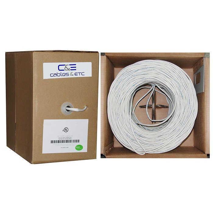 C&E 500 feet 14AWG 4 Conductor Solid Copper, Oxygen-Free Speaker Wire Cable. N3