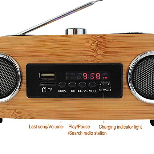 Baile Super Bass Stereo Multimedia Speaker, Eco-friendly Handmade Bamboo Material, with TF Card / USB / FM Radio...