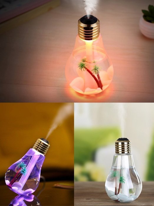 TEKCAM 400ml 7 Color Changing Cool Mist LED Night Lights Bulb Humidifier Bulb Shape Air Humidifier Diffuser with... N5