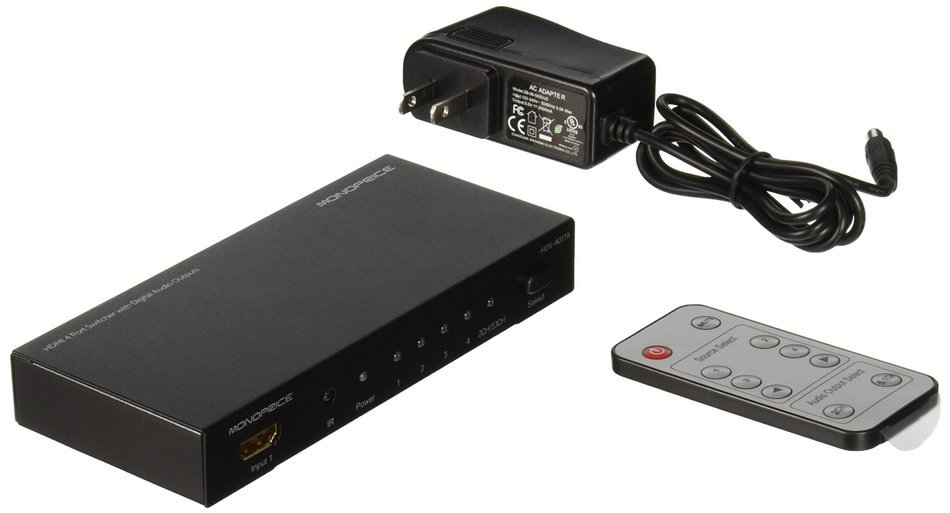Monoprice 105557 4x1 HDMI Switch with Toslink, Digital Coaxial and 3D Support