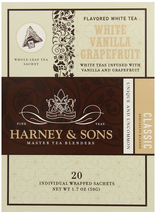 Harney & Sons White Tea, Vanilla Grapefruit, 20 Sachets (Pack of 6) N4