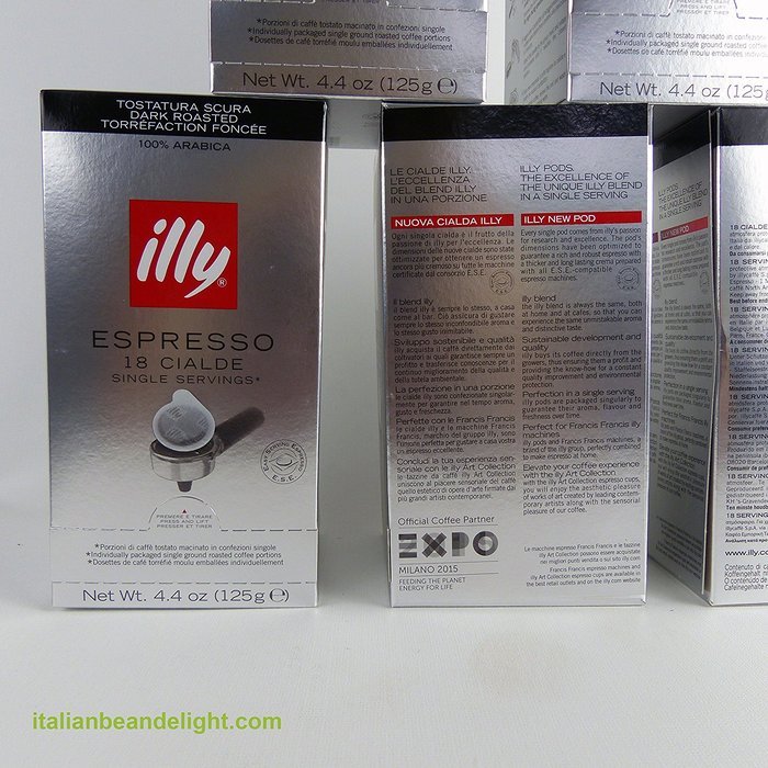 illy Caffe Scuro Coffee, Espresso, (Dark Roast, Black Band), 18-Count E.S.E. Pods 4.4 oz (Pack of 2) N5