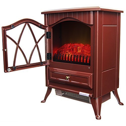 AKDY 16" Retro-Style Floor Freestanding Vintage Electric Stove Heater Fireplace AK-ND-18D2P (Vintage Red) by AKDY