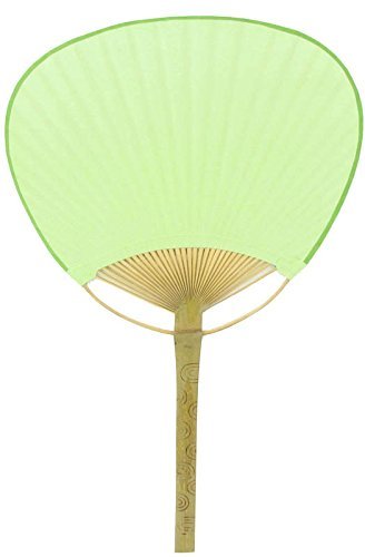 9" Light Lime Green Paddle Chinese Paper Hand Fan for Weddings