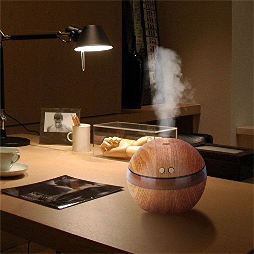 XIDAJE USB Air Diffuser with LED lighting Ultrasonic Aroma Aromatherapy Humidifier Cool Mist (Light Wooden Color) N5