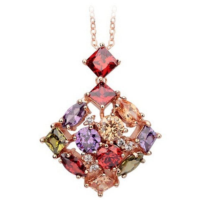 Morenitor[TM]Jewelry Necklace Rose Gold Plated Shinning Multi Color AAA Cubic Zirconia Inlaid Circle Pendant Necklace. N2