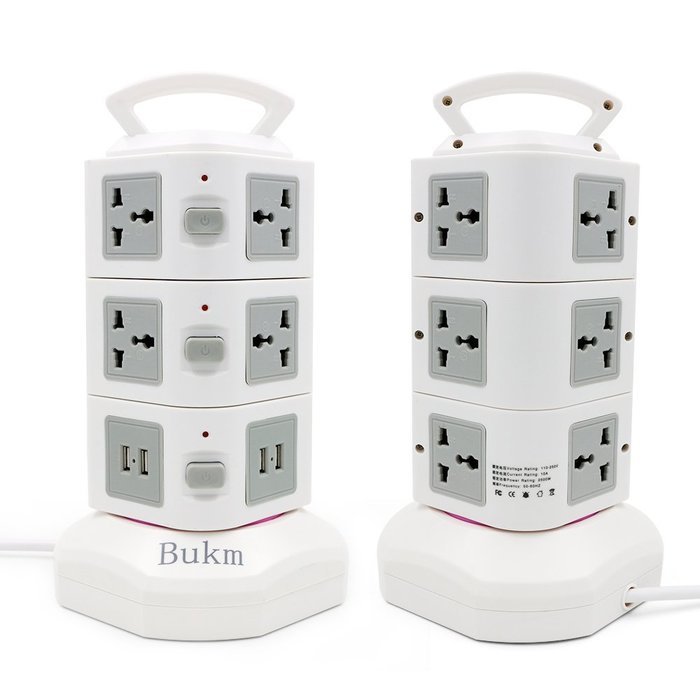 Surge Protectors USB, Bukm Smart Power Strip Tower, 4-Port USB Travel Charger Charging Station 10-Outlet Surge... N7