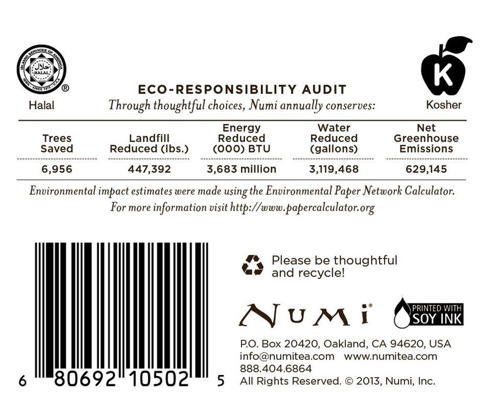 Numi Organic Indulgent Tea, Chocolate Rooibos, Caffeine Free Herbal Teasan, 12 Count Tea Bags (Pack of 3) N51