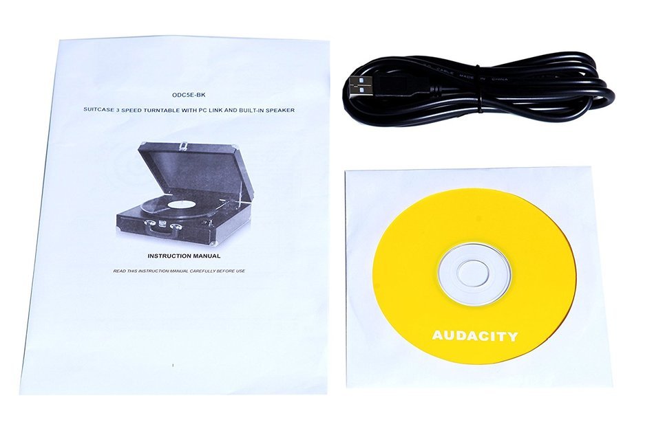TechPlay ODC5E-BK AC/DC Portable suitcase 3 SPEED TURNTABLE WITH PC LINK AND BUILT-IN SPEAKER N2