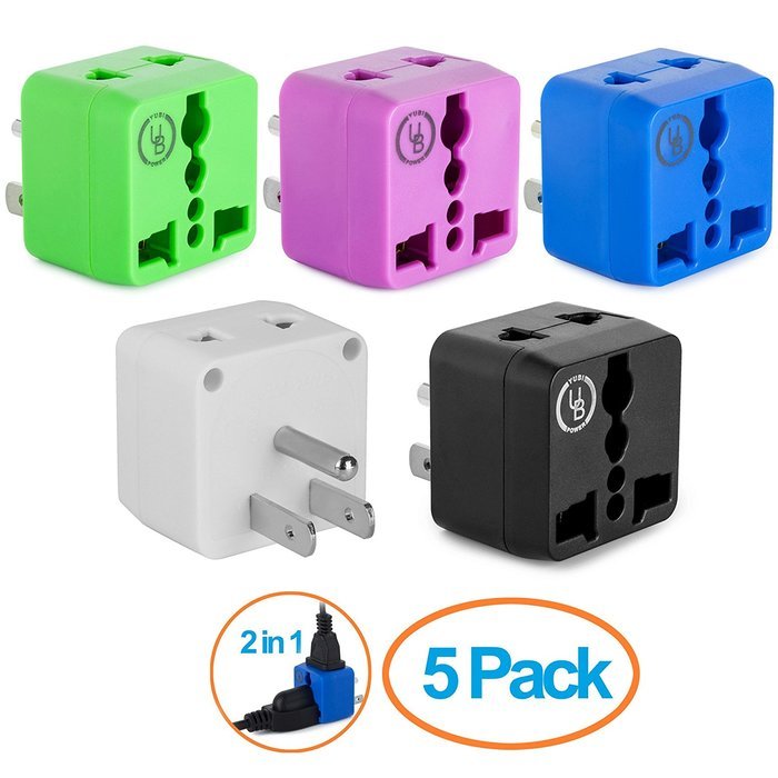 Yubi Power 2 in 1 Universal Travel Adapter with 2 Universal Outlets - Built in Surge Protector - 3 Pack - Black... N5