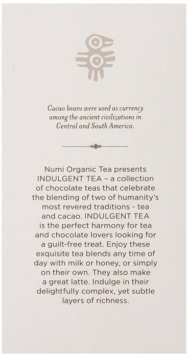 Numi Organic Indulgent Tea, Chocolate Rooibos, Caffeine Free Herbal Teasan, 12 Count Tea Bags (Pack of 3) N57