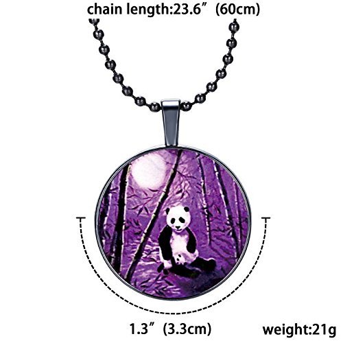 Women's Girls Time Gem Glass Panda Photo Pendant Modern Chain Necklace New