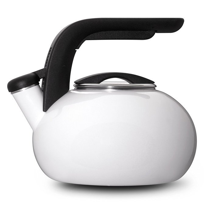 KitchenAid Teakettle 1-1/2-Quart Porcelain Enamel on Steel Curling Kettle , Black N2