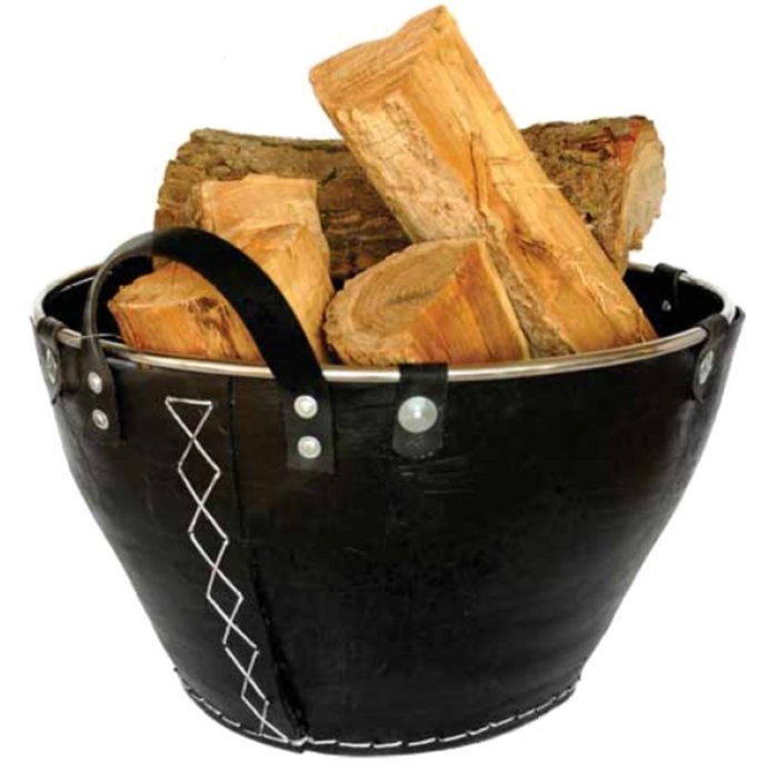 LARGE LOG BASKET &Oslash; 19" WITH METAL FRAME - RECYCLED CAR TIRES - HANDMADE - FAIRTRADE N3