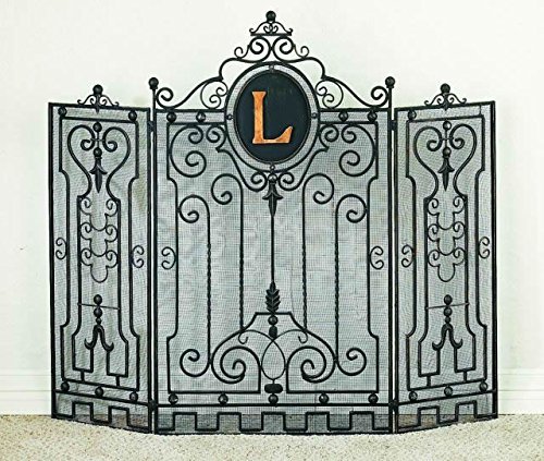Tuscan Wrought Iron Gate Design Monogrammed Fire Place Screen