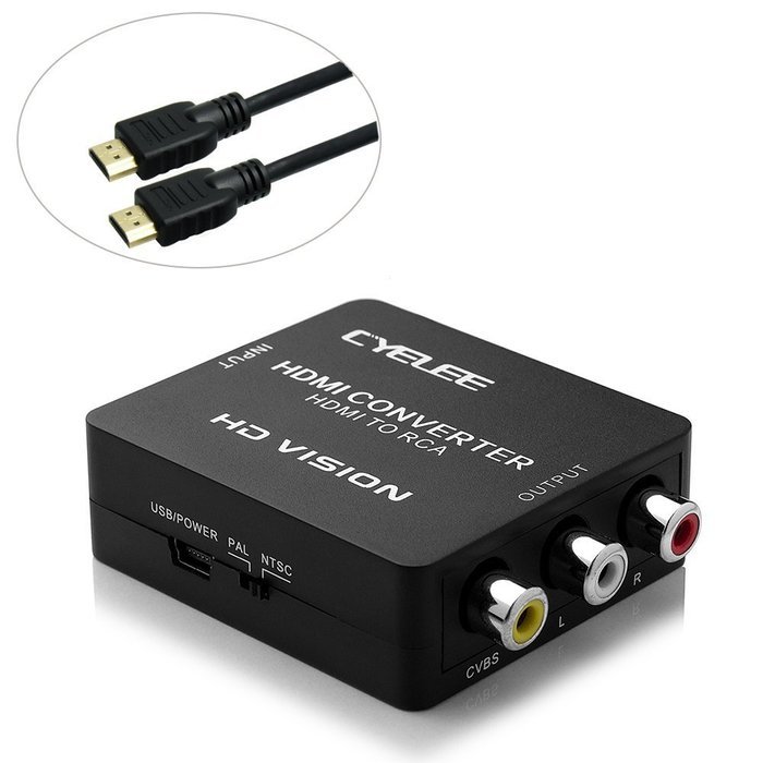 Cyelee 1080P HDMI to RCA Composite Video Audio Converter with HDMI Cable - 6 Feet(2 Meters) N5