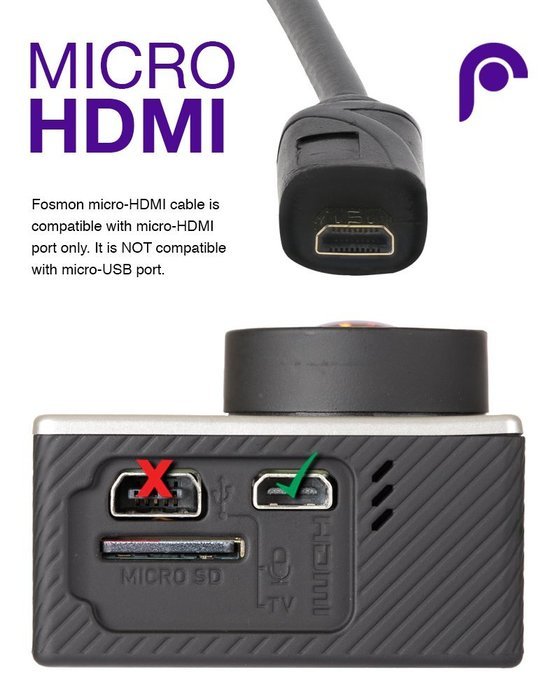 Micro HDMI to HDMI Cable, Fosmon (15 FT) High-Speed HDMI to Micro HDMI HDTV Cable [Support 4K, 3D, Ethernet, Audio...
