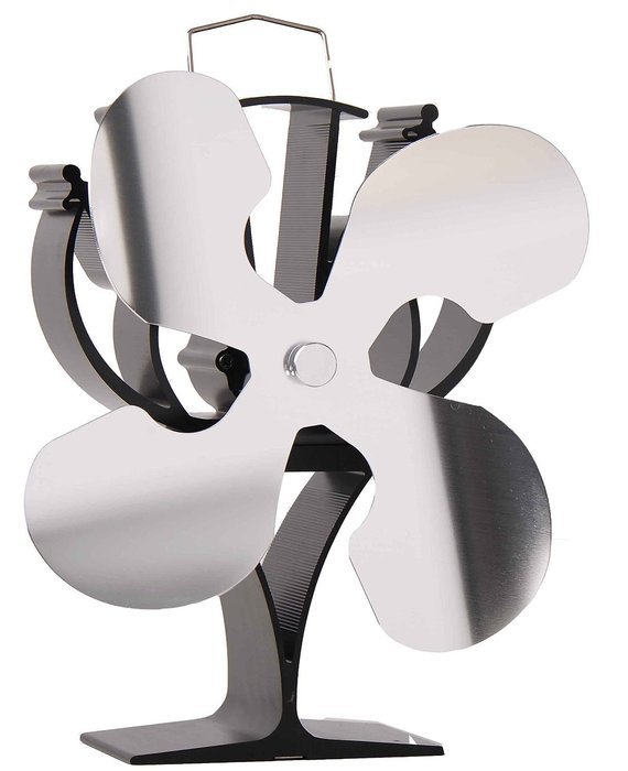 New designed 4 Blades Heat Powered Stove Fan for Wood / Log Burner/Fireplace - Eco Friendly(Gold) N2