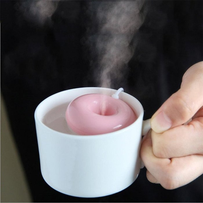 Elaco Home Office Mini USB Donuts Humidifier Floats On The Water Air Fresher (Pink)