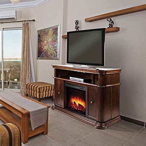 Pleasant Hearth Melton Media Fireplace in Mahogany Finish N5