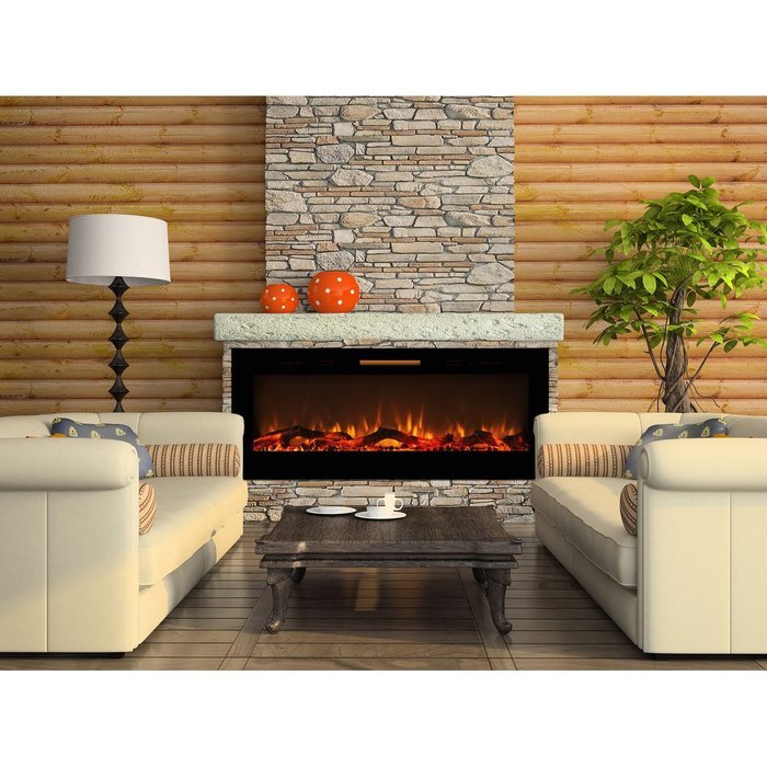 Elite Flame 60" Fusion Log Built-in Smokeless Wall Mounted Electric Fireplace N3