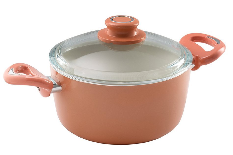 Essenso Ecotouch Lazio Enamel-Coated Dutch Oven with Nonstick Ceramic Interior, PTFE / PFOA Free, 4 Quart, Orange N5