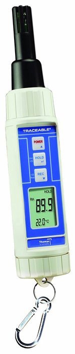 Thomas Traceable Hygrometer/Thermometer/Barometer/Dew Point Pen, 32 to 122 degree F, 0 to 50 degree C, 10 to 95% RH