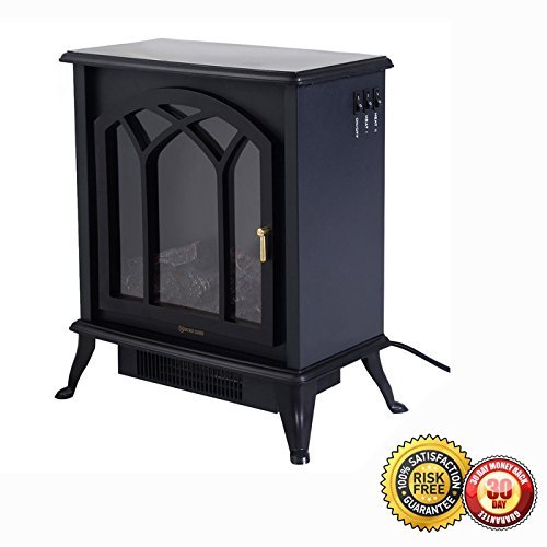 New Free Standing Electric 1500W Fireplace Heater Fire Flame Stove Wood Adjustable N7