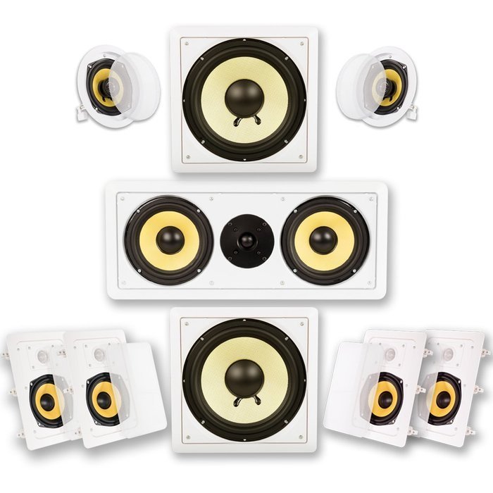 Acoustic Audio HD726 7.2 Home Theater Speaker System (White) N4