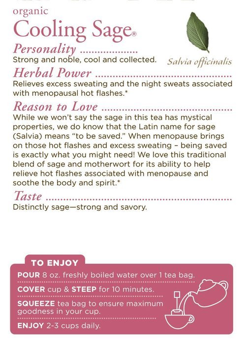 Traditional Medicinals Organic Cooling Sage Tea, 16 Tea Bags (Pack of 6) N2