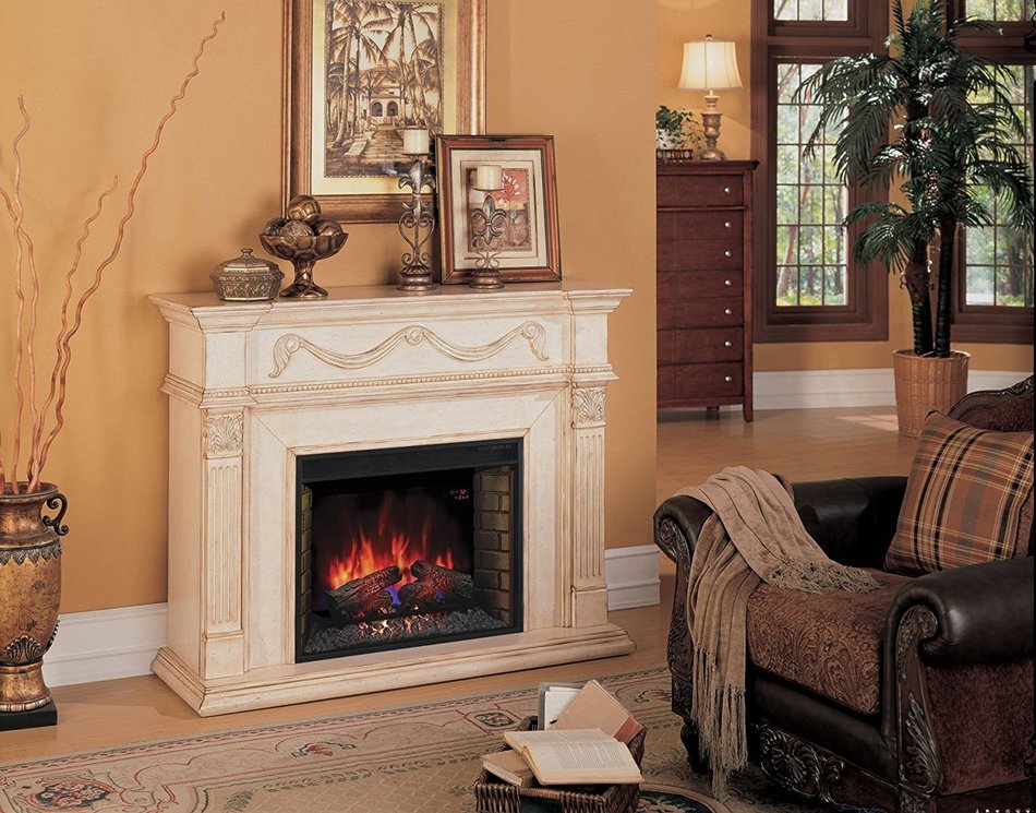 ClassicFlame 28WM184-T408 Gossamer Wall Fireplace Mantel, Antique Ivory (Electric Fireplace Insert sold separately) N2