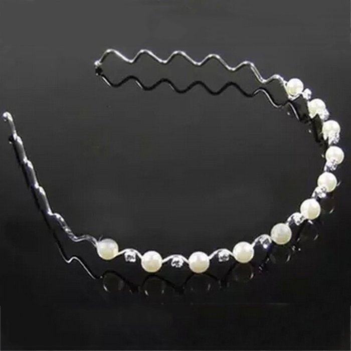 Spritech(TM) Women's Sliver Bling Pure White Pearl Design with Rhinestone Hairband Headband Diamante Hairhoop... N3