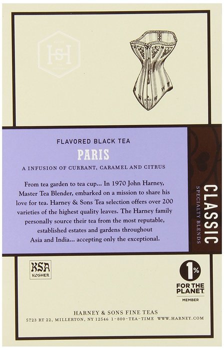Harney & Sons Black Tea, Paris, 20 Tea Bags (Pack of 6) N4