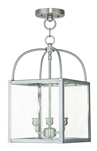Livex Lighting 4037-91 Milford 3-Light Convertible Chain Hang/Ceiling Mount, Brushed Nickel by Livex Lighting