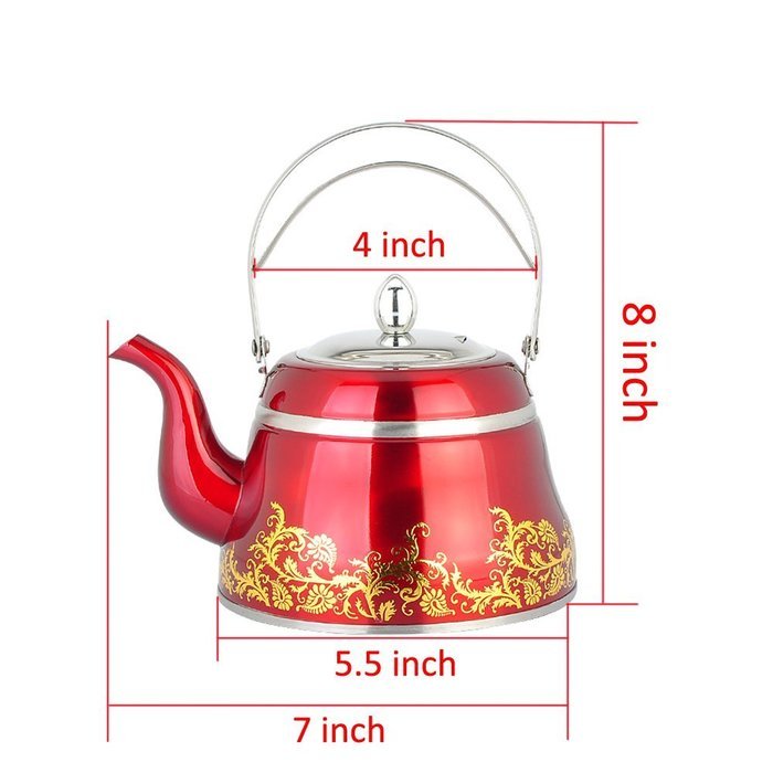 Stainless Steel Artistic Tea Coffee kettle, Capsulated Bottom, Removal Insert Infuser, Fold Down Handle, Colorful... N4