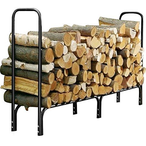 World Pride Heavy Duty Steel Firewood Log Rack Wood Storage Holder Black (8-Feet Outdoor Log Rack)