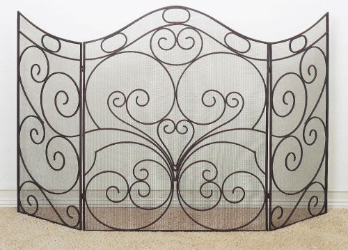 Extra Large 66'' Curved Iron Firescreen | Metal Fireplace Screen