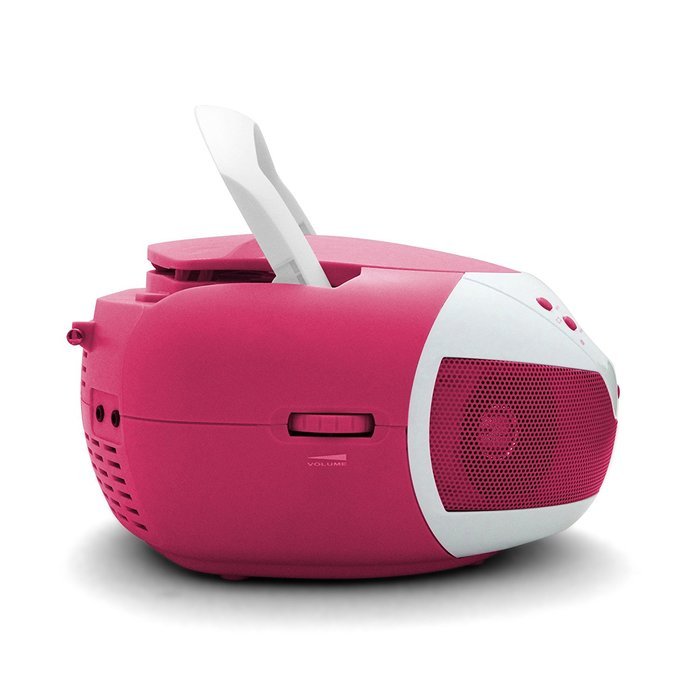Tyler Portable Neon Pink Stereo CD Player with AM/FM Radio and Aux & Headphone Jack Line-In (TAU105-NPK) N2
