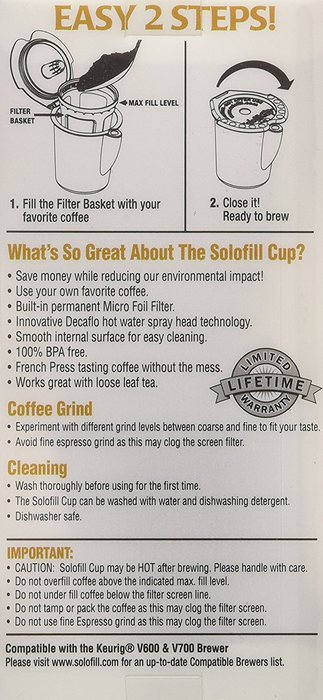 Solofill V1 GOLD CUP 24K Plated Refillable Filter Cup for Coffee Pod