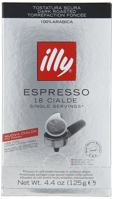 illy Caffe Scuro Coffee, Espresso, (Dark Roast, Black Band), 18-Count E.S.E. Pods 4.4 oz (Pack of 2) N7