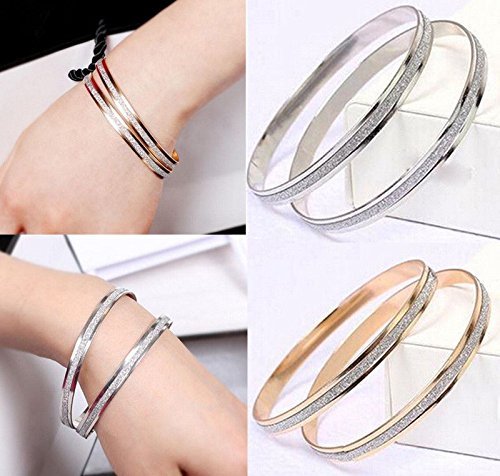 Fashion Womens Yellow Gold Plated Double Hoop Bangle Bracelet Charm Jewelry Gift