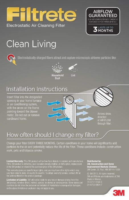 Filtrete Clean Living Basic Dust Filter, MPR 300, 20 x 25 x 1-Inches, 6-Pack N3