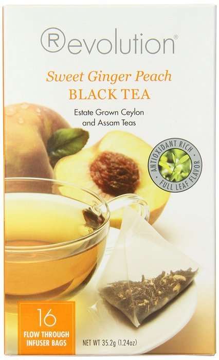 Revolution Tea Black Tea, Sweet Ginger Peach, 16 Count (Pack of 6) N2