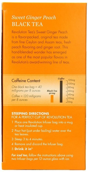 Revolution Tea Black Tea, Sweet Ginger Peach, 16 Count (Pack of 6) N3