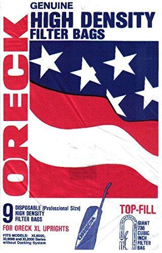 Oreck XL8000/9000/2000 Upright Hypo-Allergenic Filter Bags (9 Pack) PK8000-9DW
