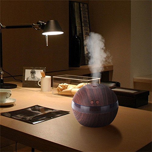 XIDAJE USB Air Diffuser with LED lighting Ultrasonic Aroma Aromatherapy Humidifier Cool Mist (Light Wooden Color) N8