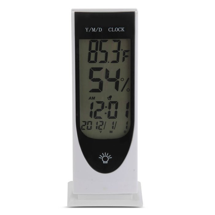 Momoday Luminous Digital LCD Hygrometer Humidity Thermometer Temperature Meter Clock(White) N2